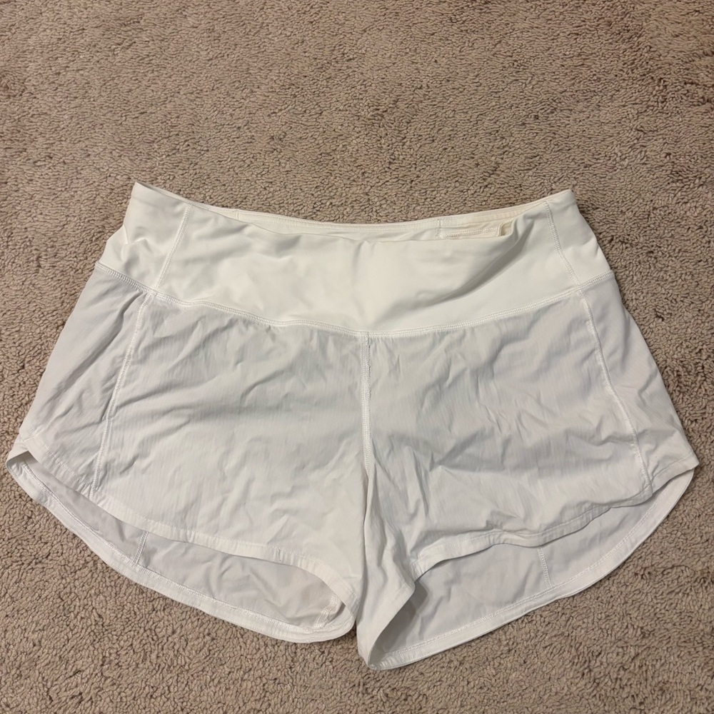 Lululemon White Speed Up Shorts 4” (Tall)